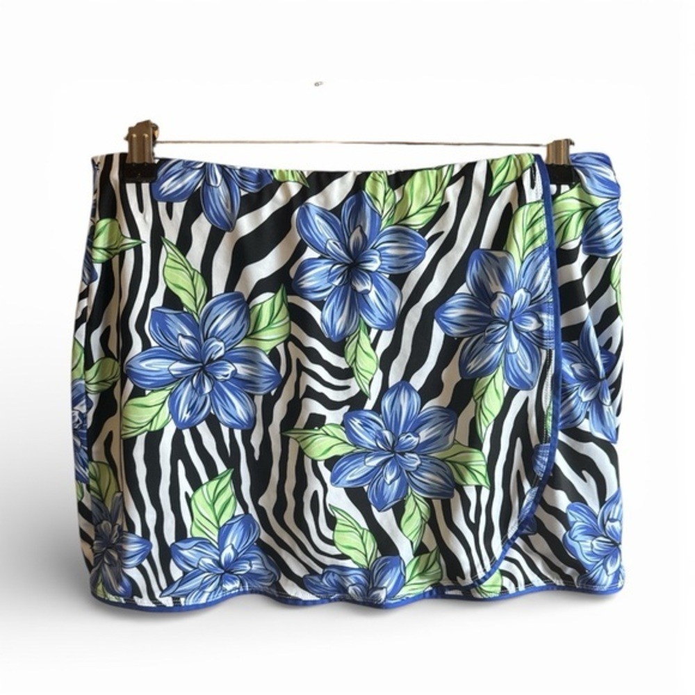 Zebra Print Skirt with Blue Floral Design Golf Tennis Prep Athletic Skort Small